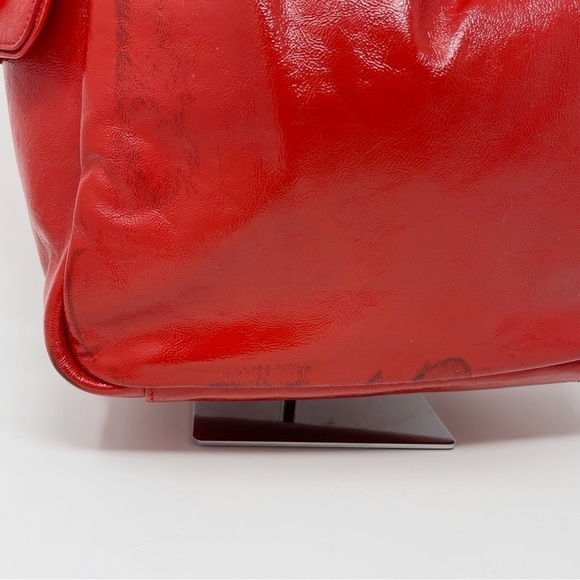 YSL Yves Saint Laurent Multy Large Hobo Bag Red Patent Leather - Picture 12 of 15